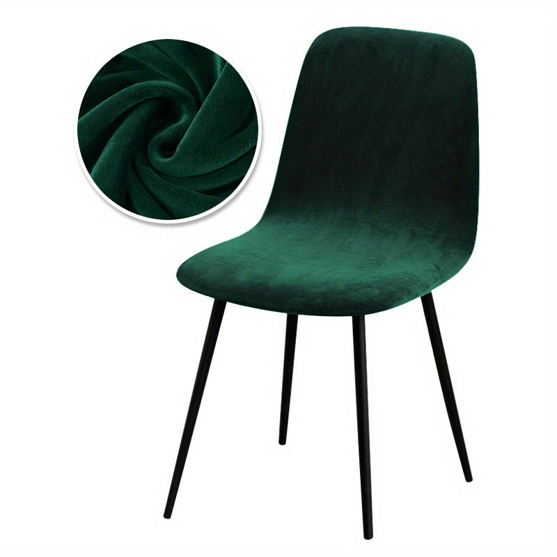 Velvet Arc-Shaped Short Back Chair Slipcover for Dining and Home Office