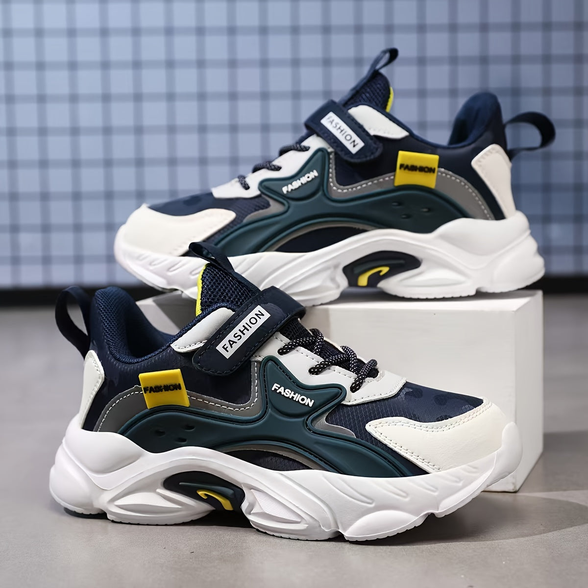 Boys Athletic Sneakers Waterproof Breathable Mesh Casual Sports Shoes Black Teal