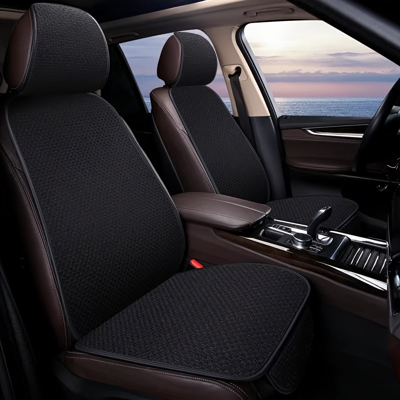 Conjunto de cojines para asiento de coche de lino transpirable, antideslizante, para todas las estaciones, universal