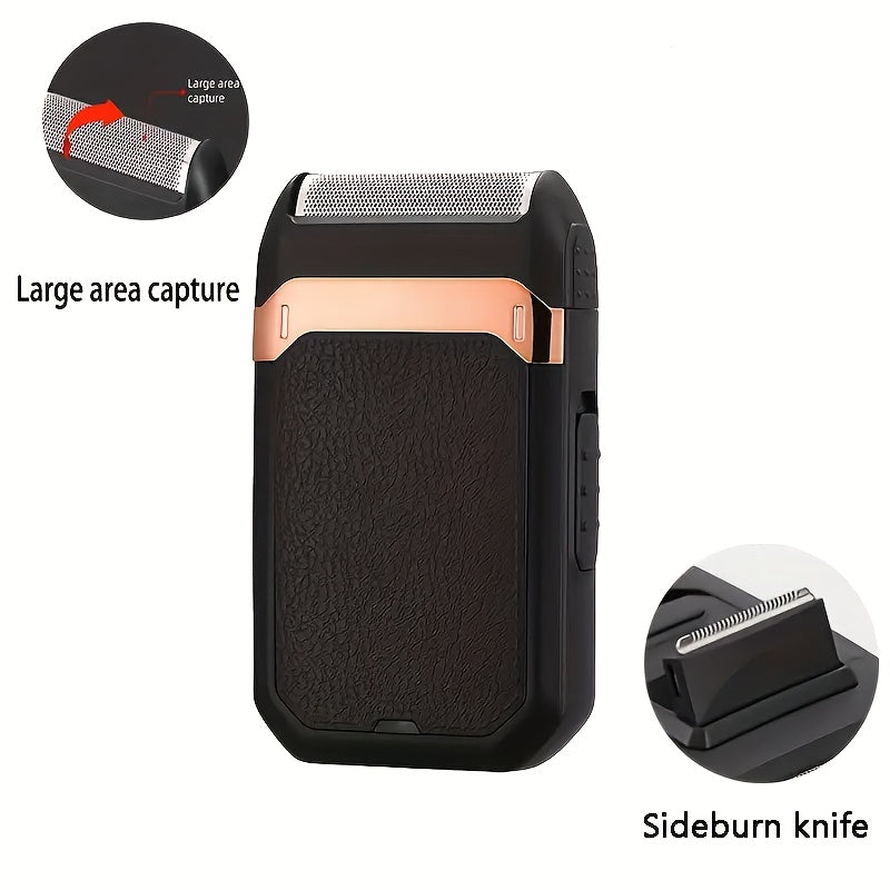 Afeitadora eléctrica recargable por USB para hombres, ligera, para uso en seco y húmedo, cortapelos para barba de doble uso, hoja de aluminio, carga rápida, elegante, duradera