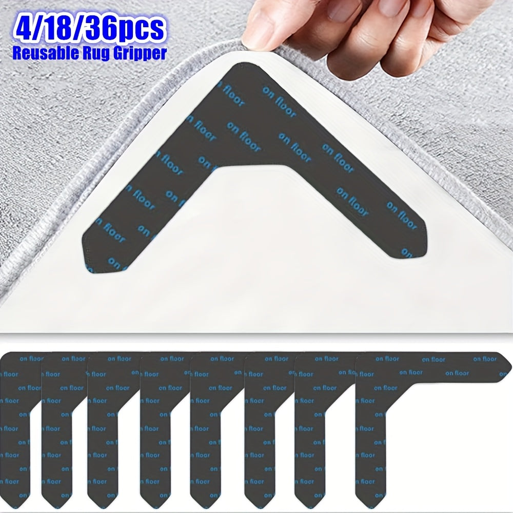 36 Pieces Washable Rug Stoppers Non-Slip Carpet Tape for Hardwood Floors