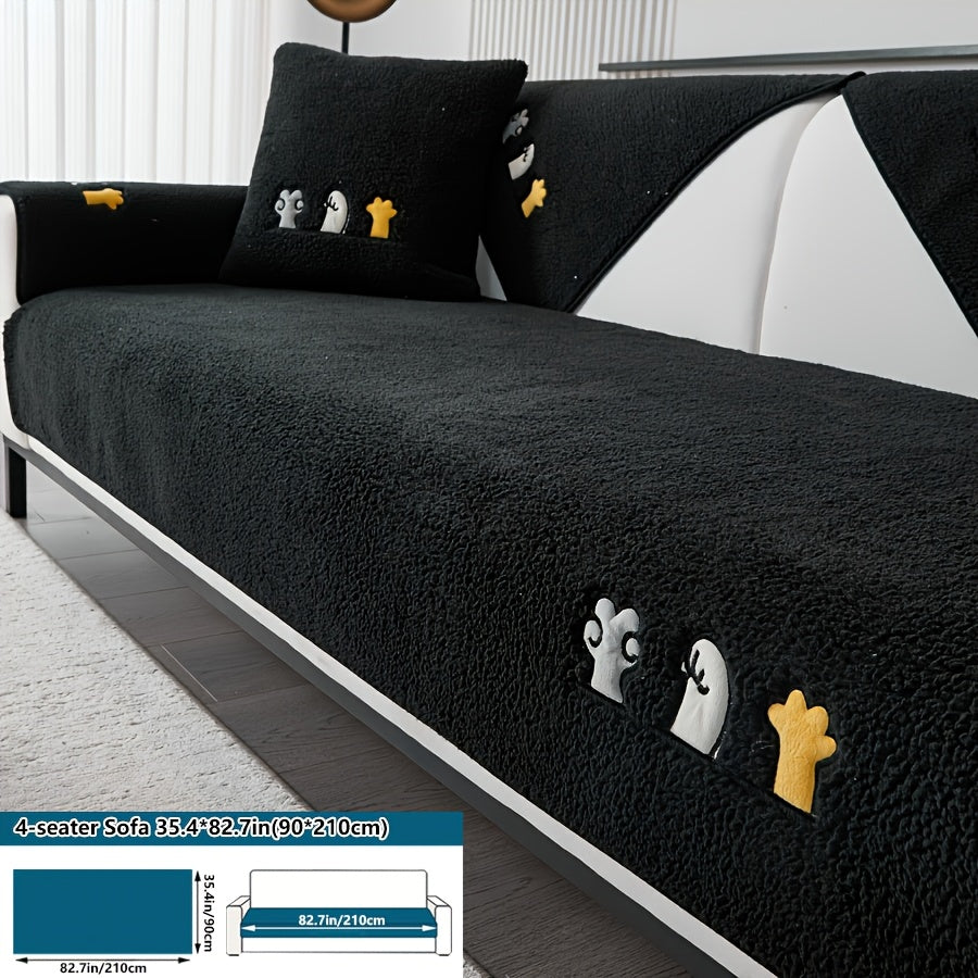 Роскошный фальшивый овечий плюшевый чехол для дивана на зиму, дружелюбный к домашним животным и стираемый в машине. Обеспечивает защиту от царапин и подходит для диванов от одного до четырех мест, а также для кроватей и подушек.