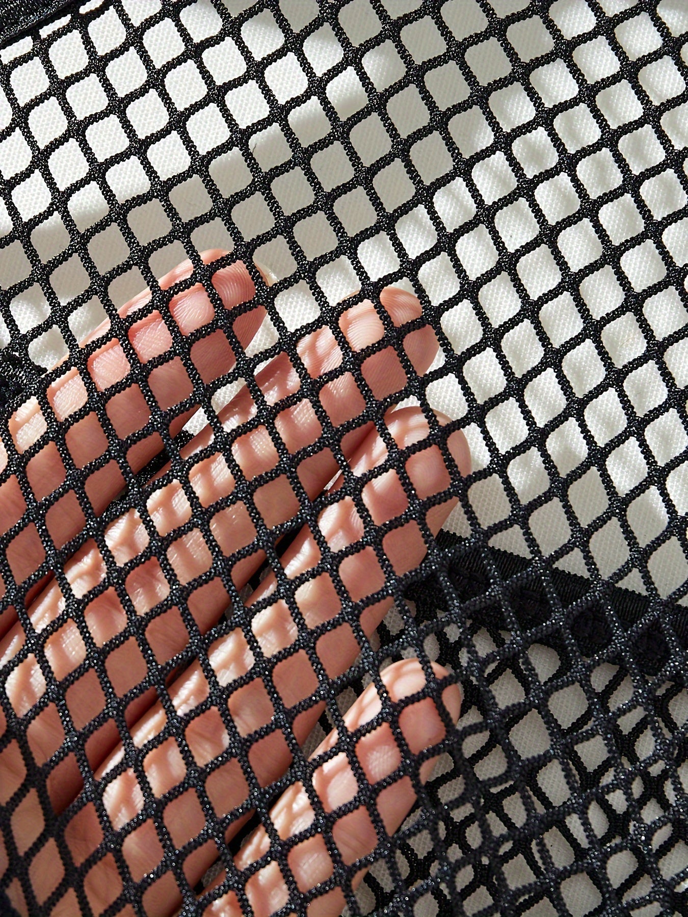 Black Mesh Bodysuit for Women with Bow Detail and Adjustable Straps