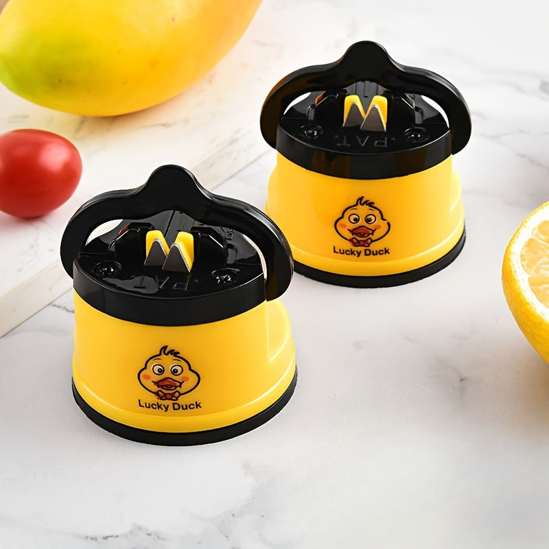 Portable manual knife sharpener with suction cup quick blade sharpening tool for kitchen use