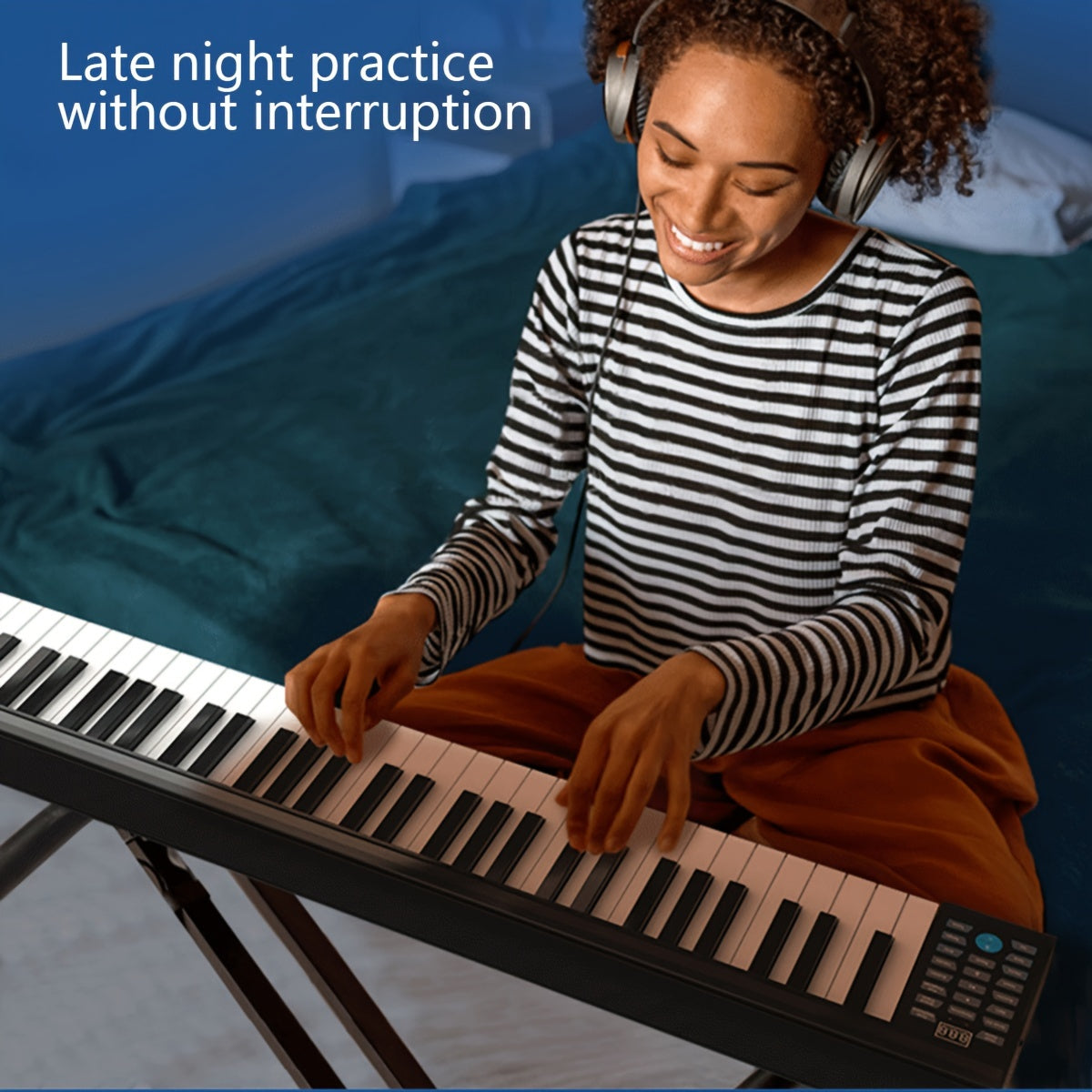 Electronic Piano Keyboard 88 Keys USB Rechargeable LED Display for Beginners Black