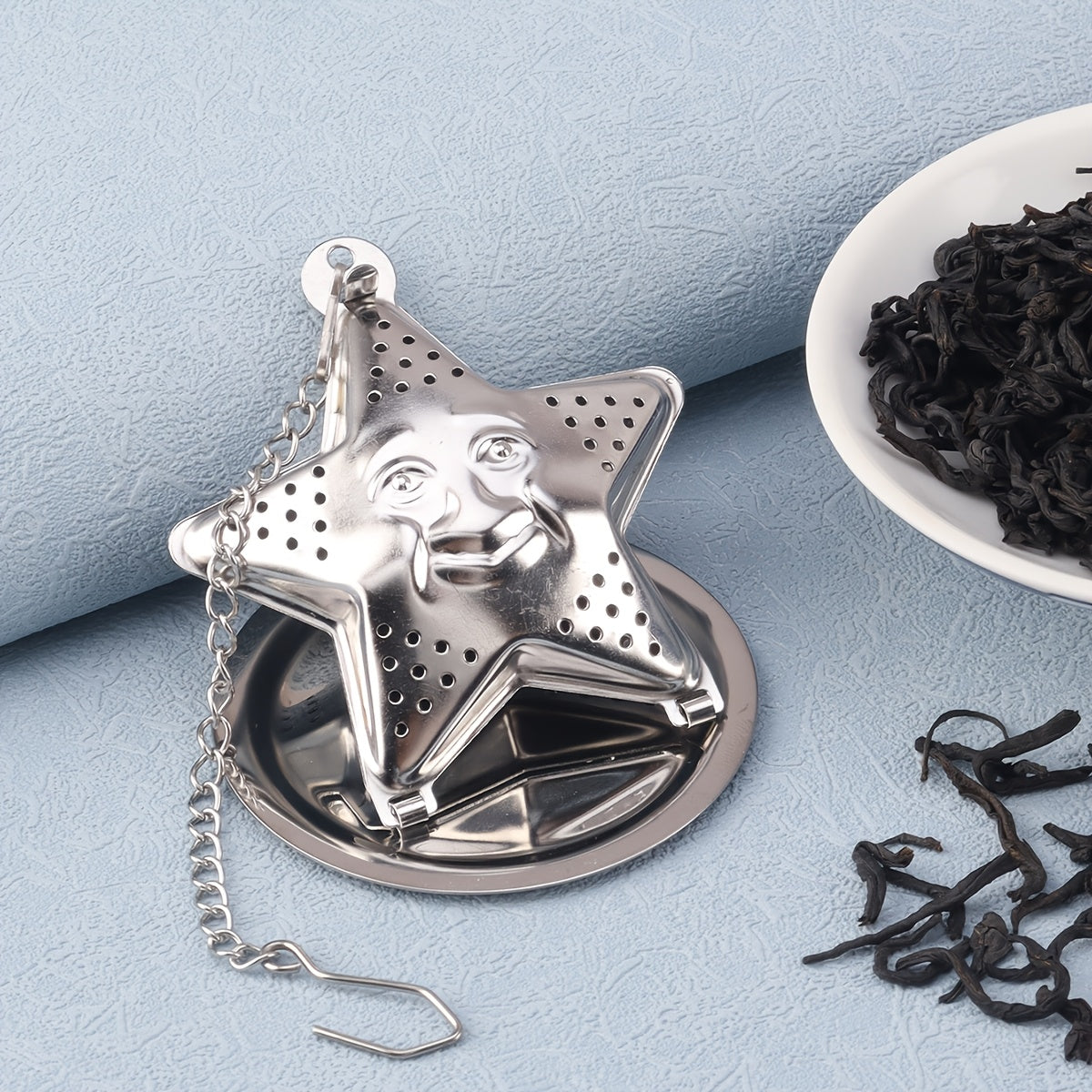 Stainless Steel osilgan choy to'pi filtri va tishli, yurak, yulduz, oy shakllari