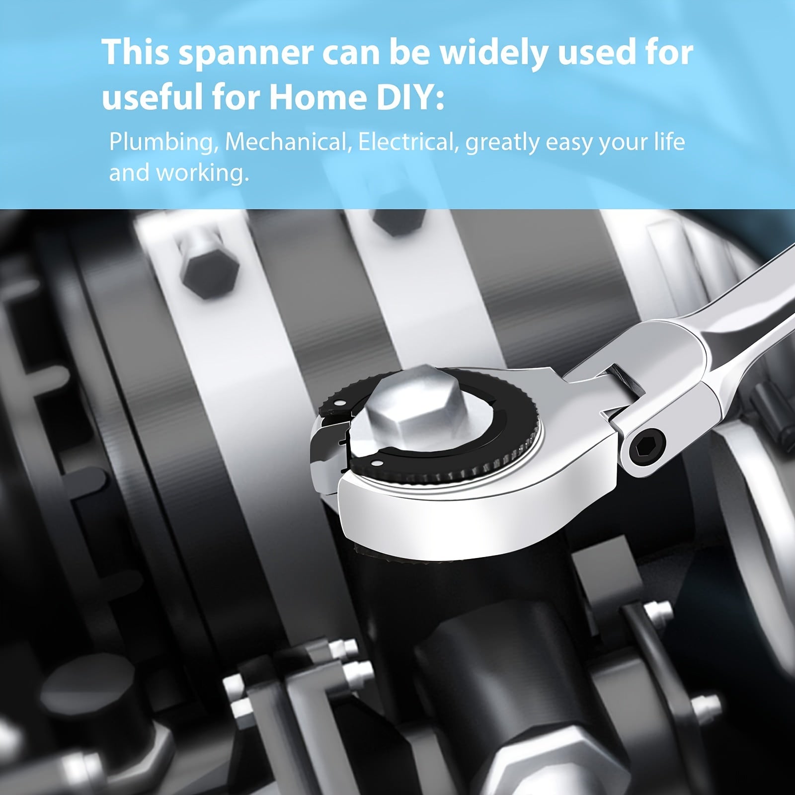 Ratchet kaliti to'plami Avtomobil tormoz, yonilg'i quvuri uchun ochiq-oydin, moslashuvchan bosh, 72 tish