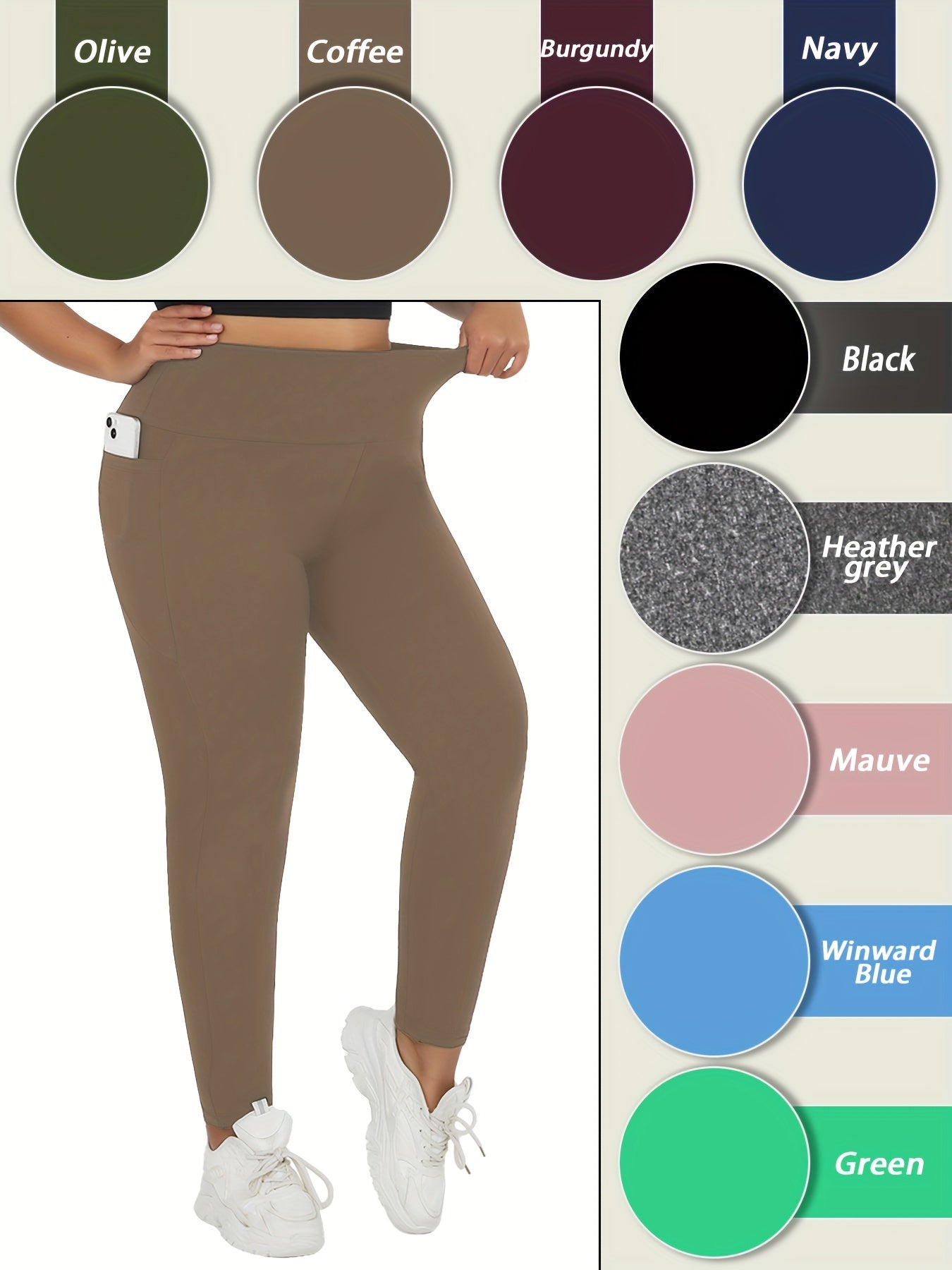 Plus Size Women's Soft High Waist Leggings Tummy Control Yoga Workout