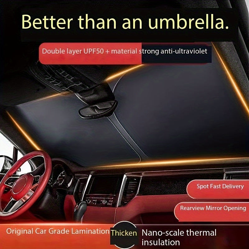 Universal Car Sunshade Double-Circle Sun Visor for Front Windshield Heat UV Protection
