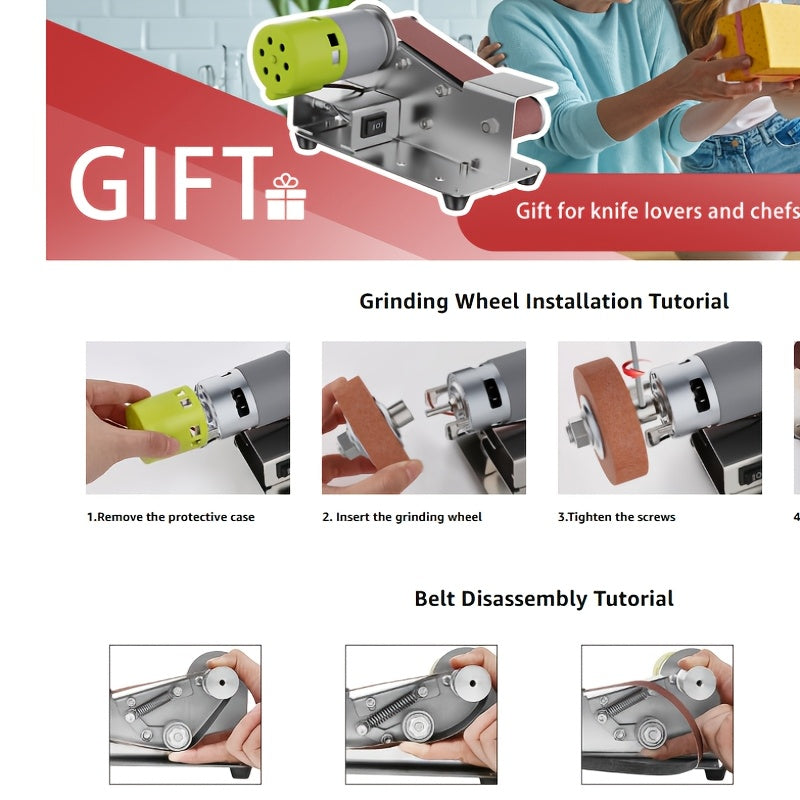 Mini Electric Belt Sander 7-Speed Control Stainless Steel Polishing Grinding Kit