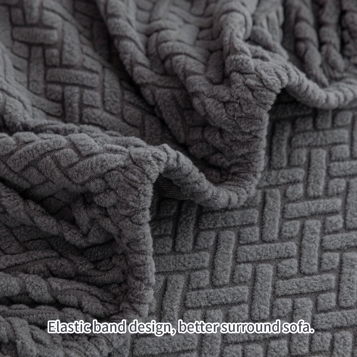 Checkered Pattern Polar Fleece Sofa Cover Boho Style Stretch Fabric Stain and Pet Scratch Protection