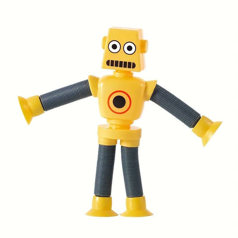 6-8 yoshdagi bolalar uchun DIY o'zgaruvchan robot o'yinchoq: 4 rangdagi teleskopik pop quvuri dizayni bilan ijodiy va ta'limiy sezgi o'yinlari.