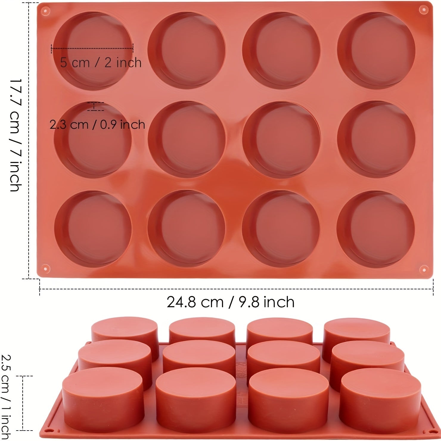 Cylindrical Silicone Cake Mold for Muffin Tops Chocolates and Soaps 1 Piece