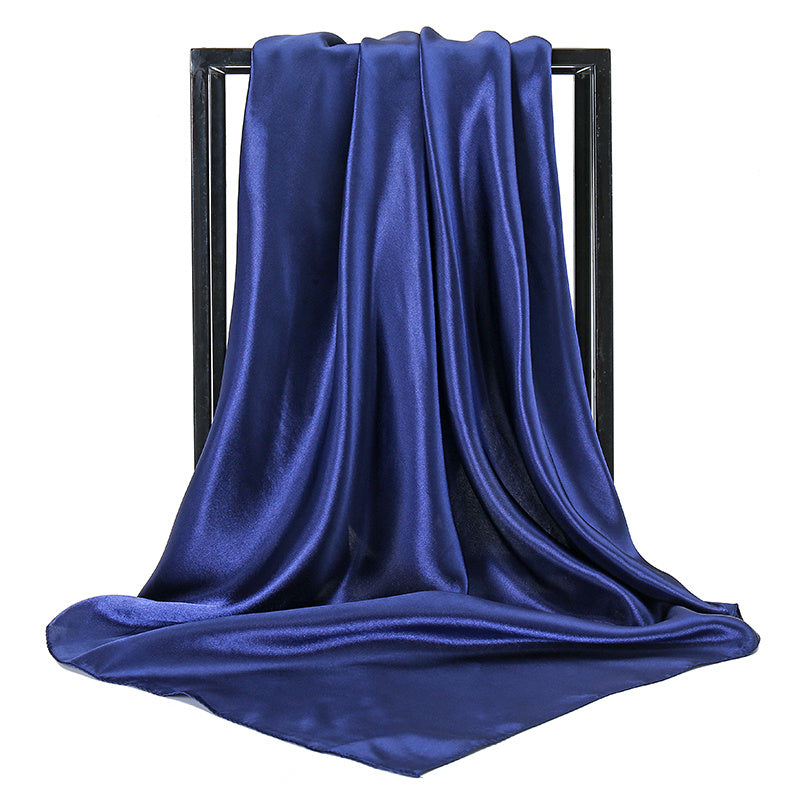 Women's Large Satin Square Scarf Imitation Silk Hair Wrap Gift Elegant Polyester