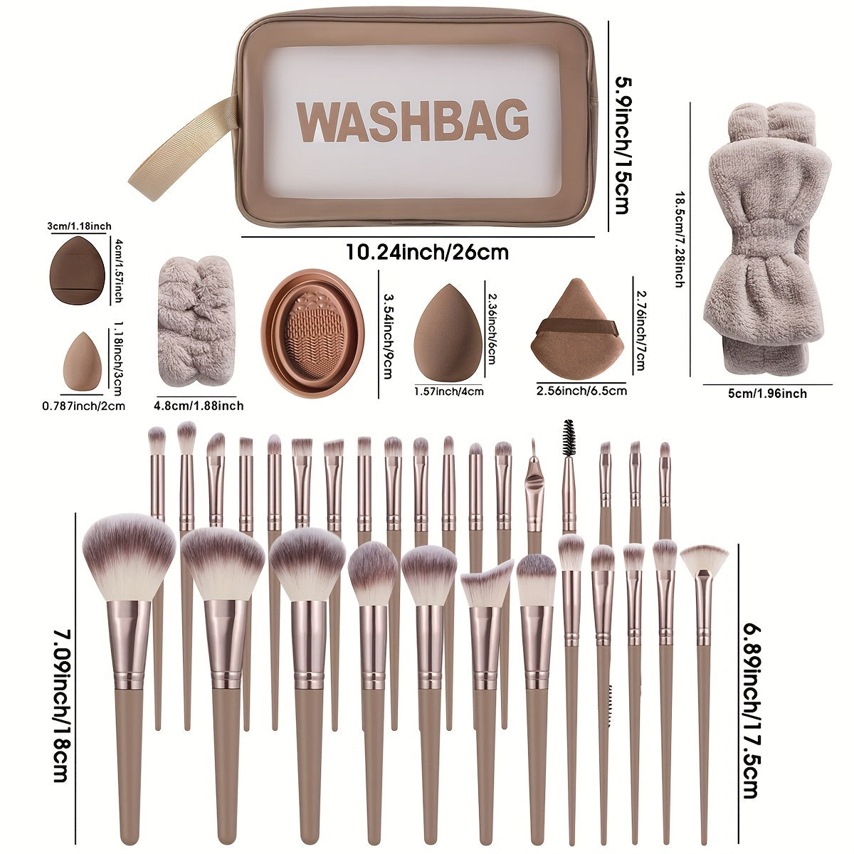 51-Piece Makeup Tool Set with Brushes Sponges Puffs and Accessories for Normal Skin