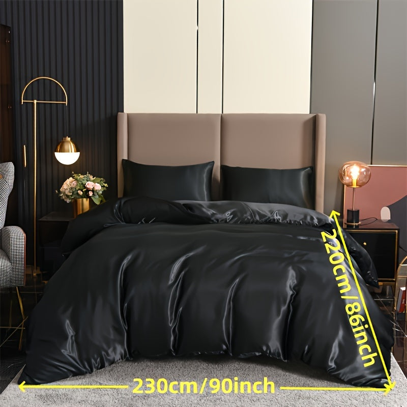 3-ta bo'lakli satindan yotqizish to'plami, bir xil rangdagi yotqizish qopqog'i va yostiqchalar bilan