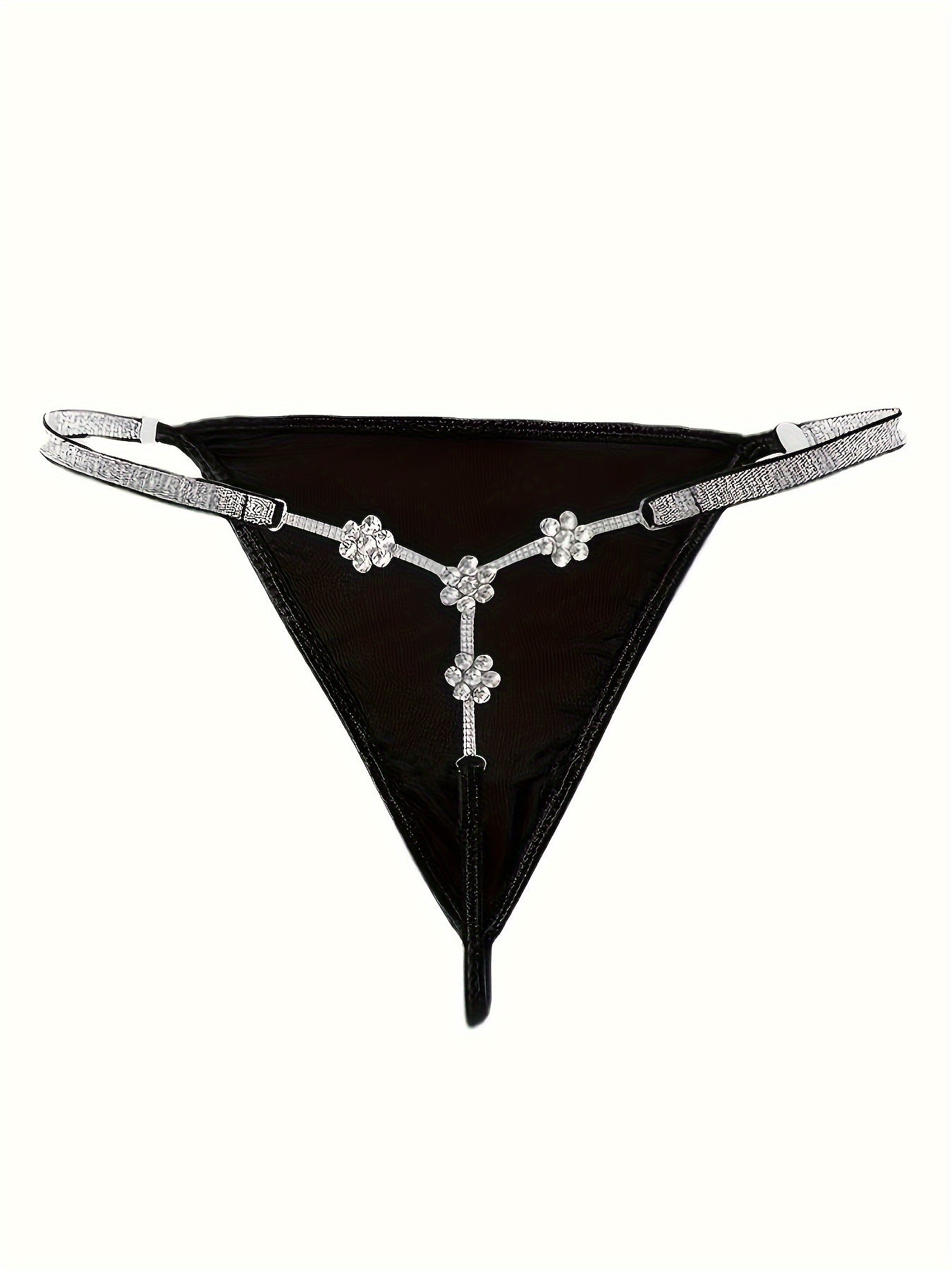 Plus size ayollar uchun gul motifli rhinestone bilan bezatilgan string thong ichki kiyim