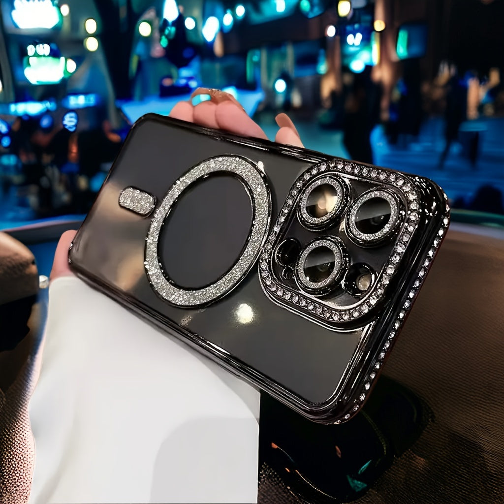Luxury Rhinestone Magnetic Phone Case for iPhone 11 Pro Max Lens Protection