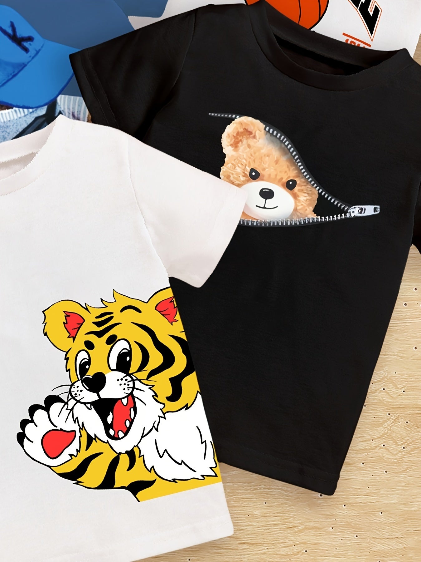 Yigitlar uchun yozgi grafik futbolkalar to'plami 5 ta multfilm, Valentin, basketbol, paxta aralashmasi