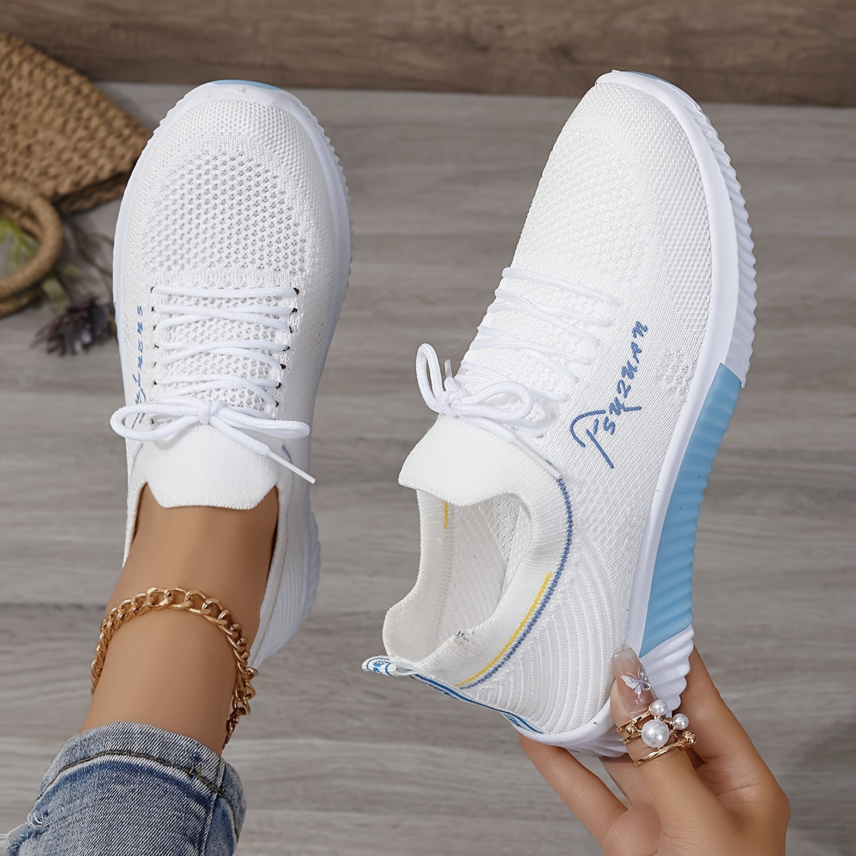 Women's Lightweight Knitted Sneakers for Running and Walking Outdoor Sports