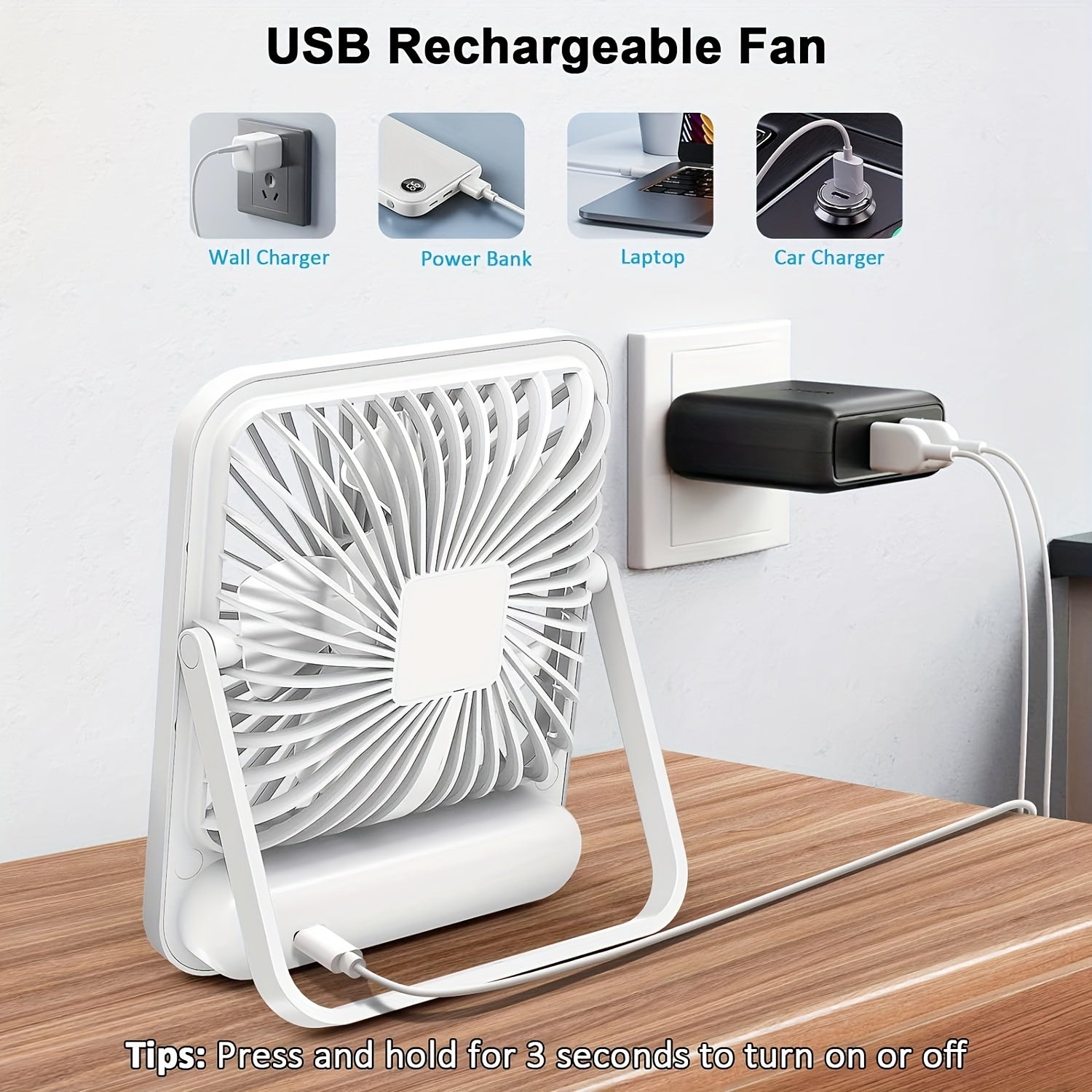 Mini Desktop USB Fan Portable Rechargeable Battery Personal Cooling