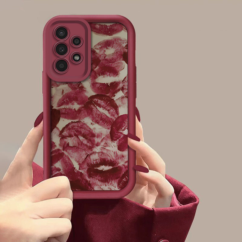 High-Value Mobile Phone Case with Red Lip Print for Galaxy Models TPU Durable Protective Cover