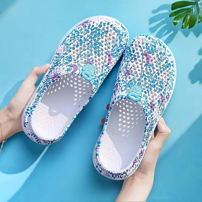 Women's and Men's All-Season Mesh Slip-On Garden Clogs with Floral Print