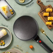 Sartén para tortitas redonda negra con calefacción de un lado, enchufe europeo estándar, por debajo de 1000W, aluminio