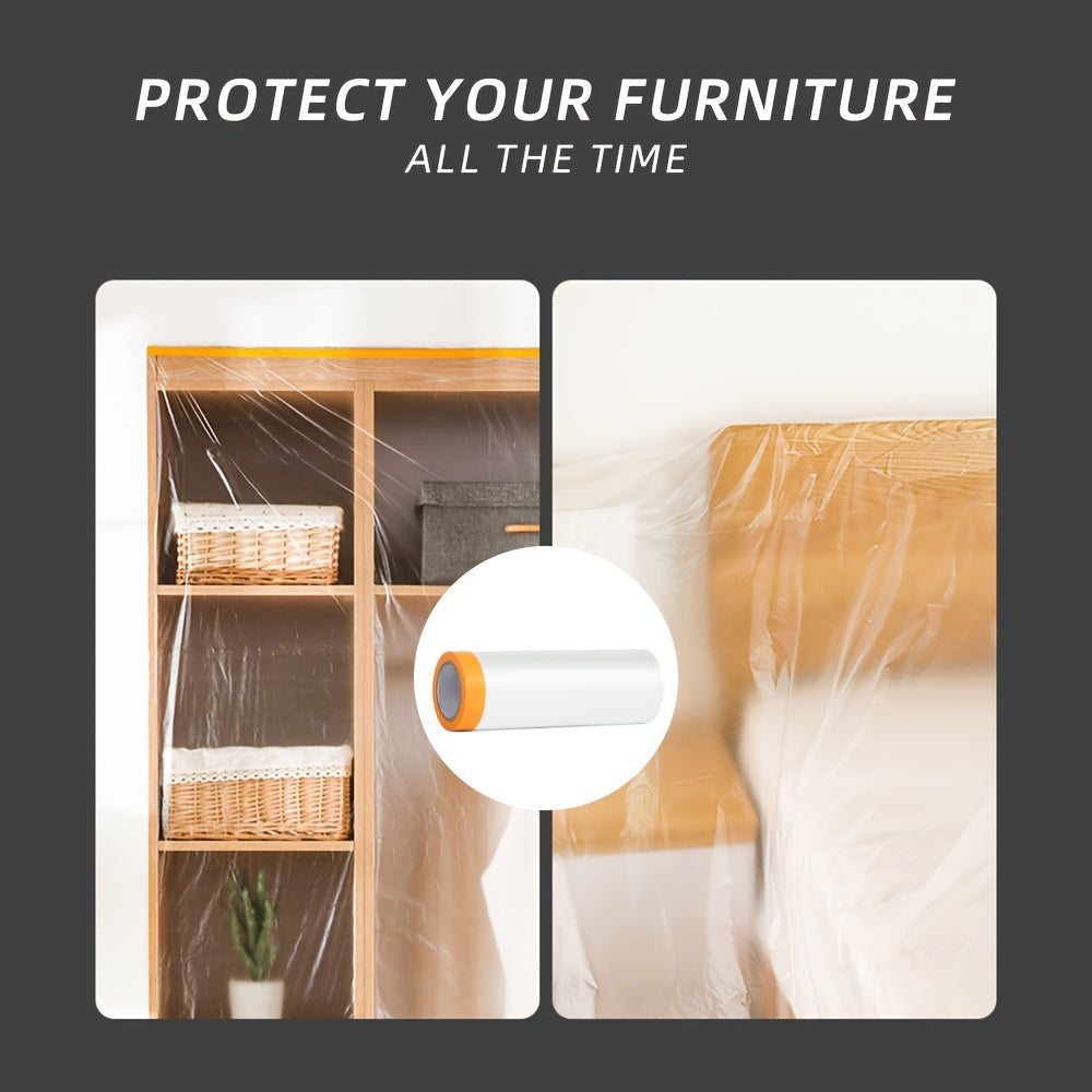 Disposable Furniture Dust Cover 1pc with Tape Durable Plastic Protector for Beds Sofas Tables