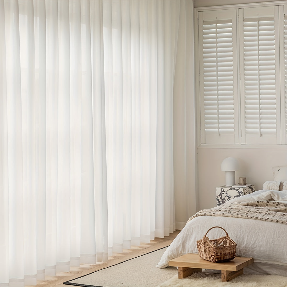 White Yarn Curtain for Windows, Balcony, Bedroom, Office, Kitchen, Living Room