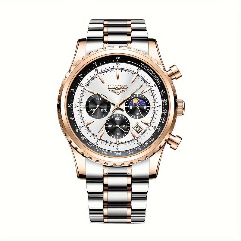 Women's Luxury Quartz Watch with Luminous Dial Chronograph and Sporty Design