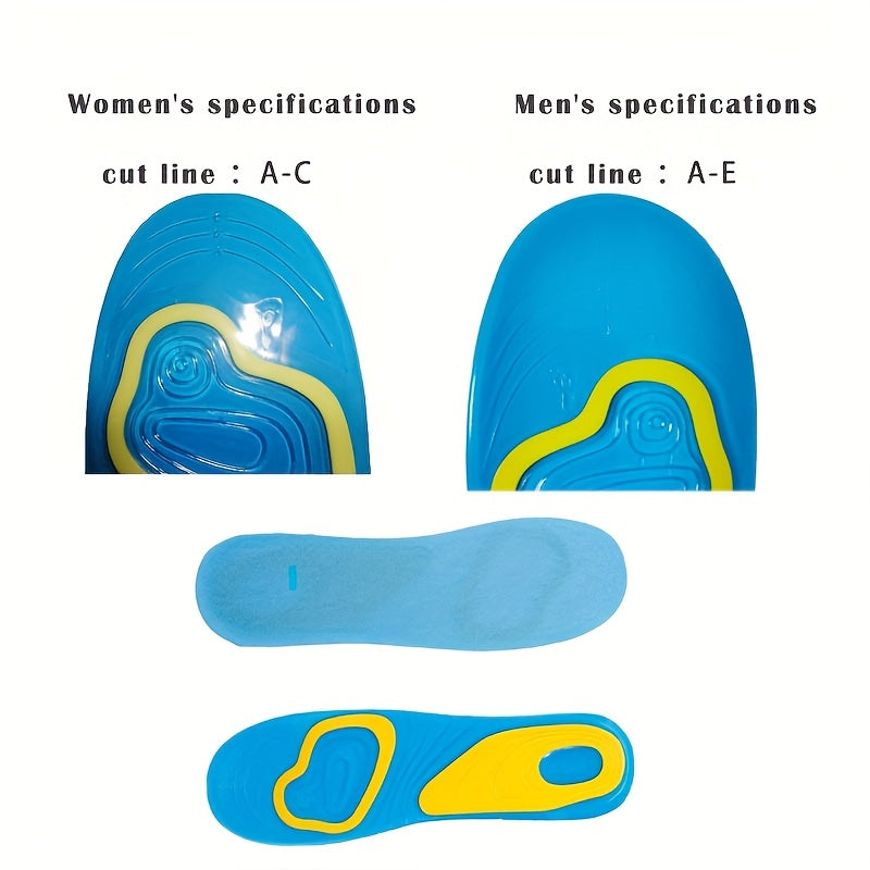 Unisex Silicone Shock Absorbing Gel Insoles 2 Pairs Cushioned Comfort