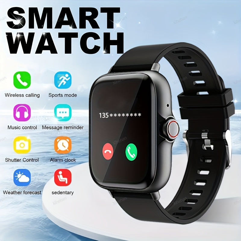 Smartwatch with Wireless Calling Text Alerts Customizable Dial Multiple Sports Modes Metal Body Silicone Strap