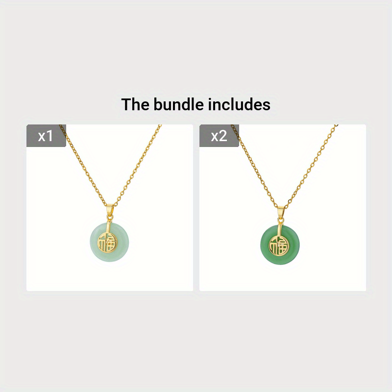 Women's Retro Chinese Style Jade Pendant Necklace with Fu Character