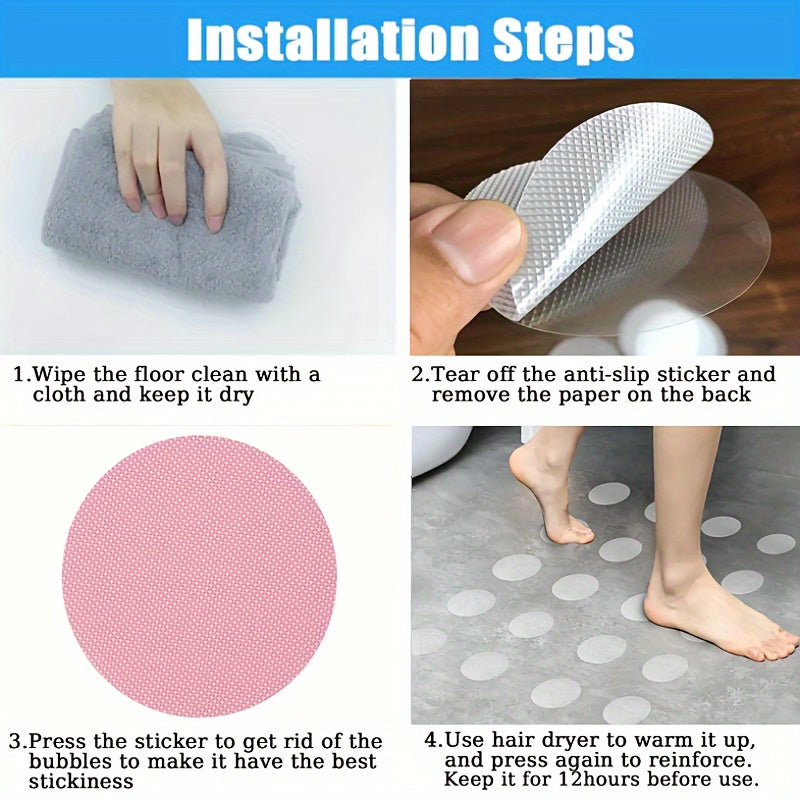 Large Non-Slip Bathroom Safety Stickers for Shower Stairs Floors 6 or 12 Pack