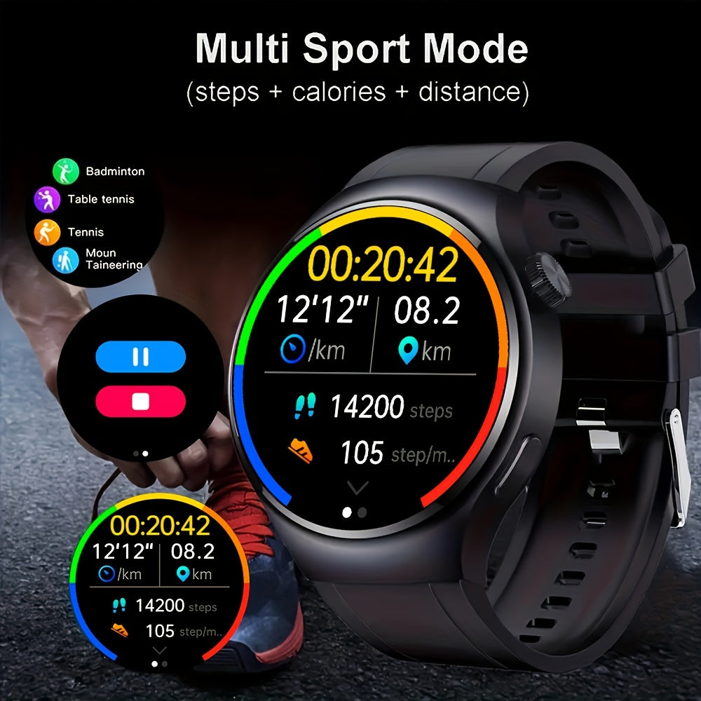 Men's Outdoor Sport Smart Watch with Wireless Call HD Touch Screen Multi-Sport Modes Step Calorie Counter Rechargeable Silicone Band
