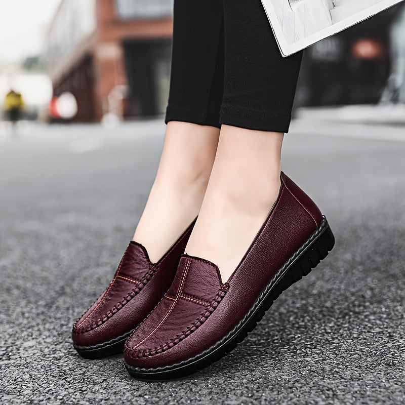 Women's Flat Shoes Slip-On Lightweight Solid Color Man Made Materials Rubber Sole