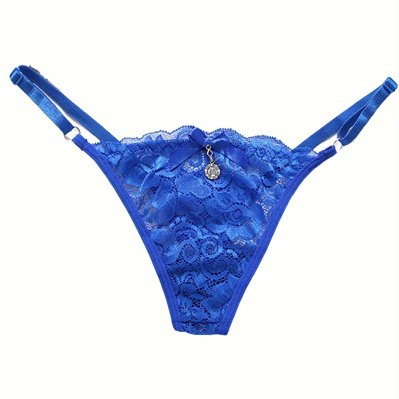 Women's Floral Lace Low Waist Thongs with Bow Tie Sexy Lingerie