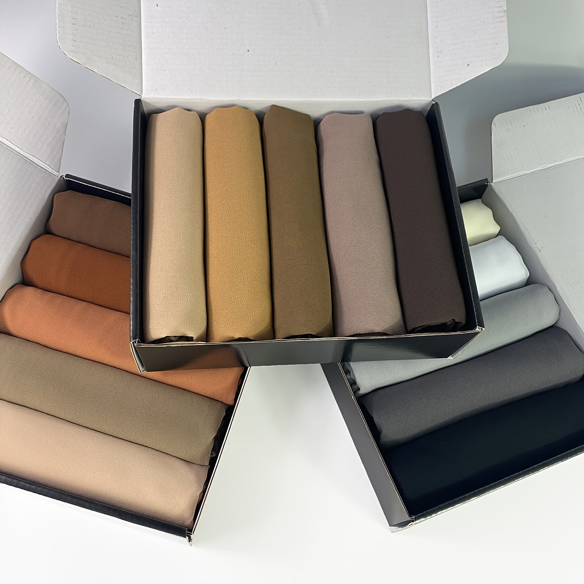 Set of 5 Women's Solid Color Chiffon Headscarves with Clips for Ramadan Gift