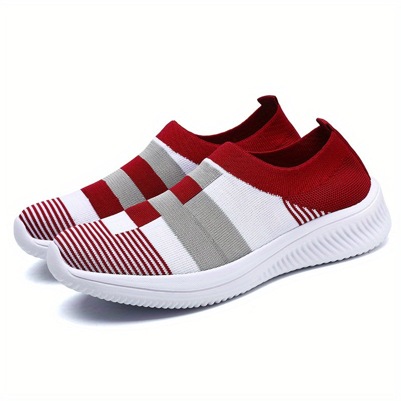 Women's Colorblock Slip-On Sneakers, Breathable Casual Walking Shoes
