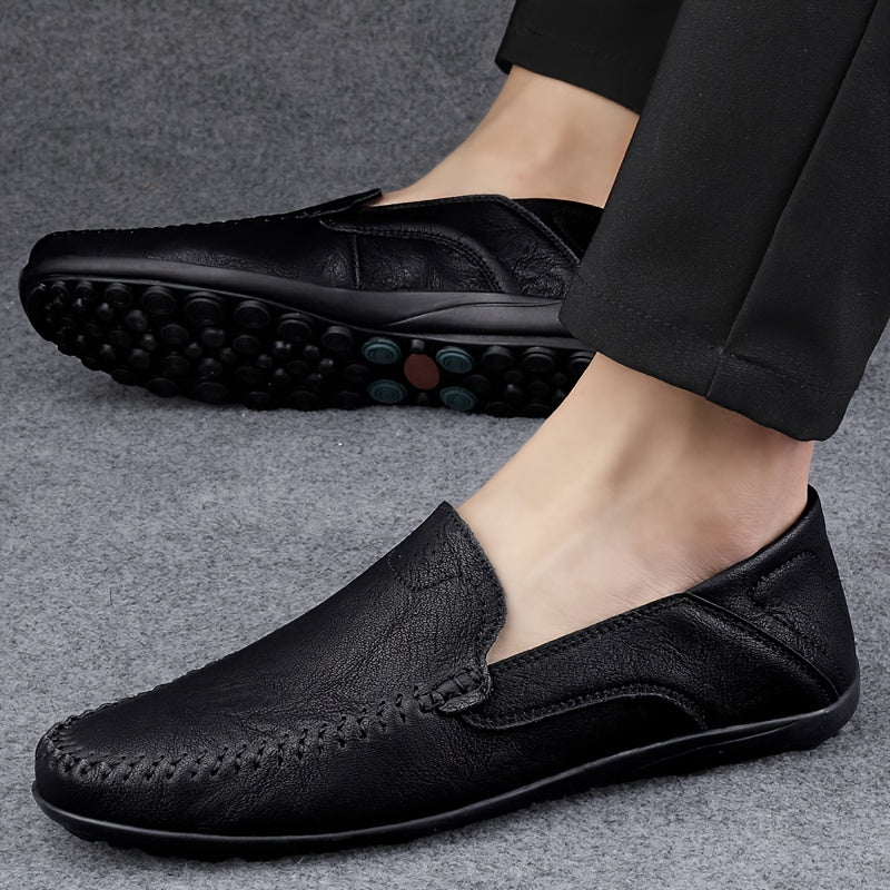 Men's Loafer Shoes Solid Color Casual Slip-On Rubber Sole for Spring Summer