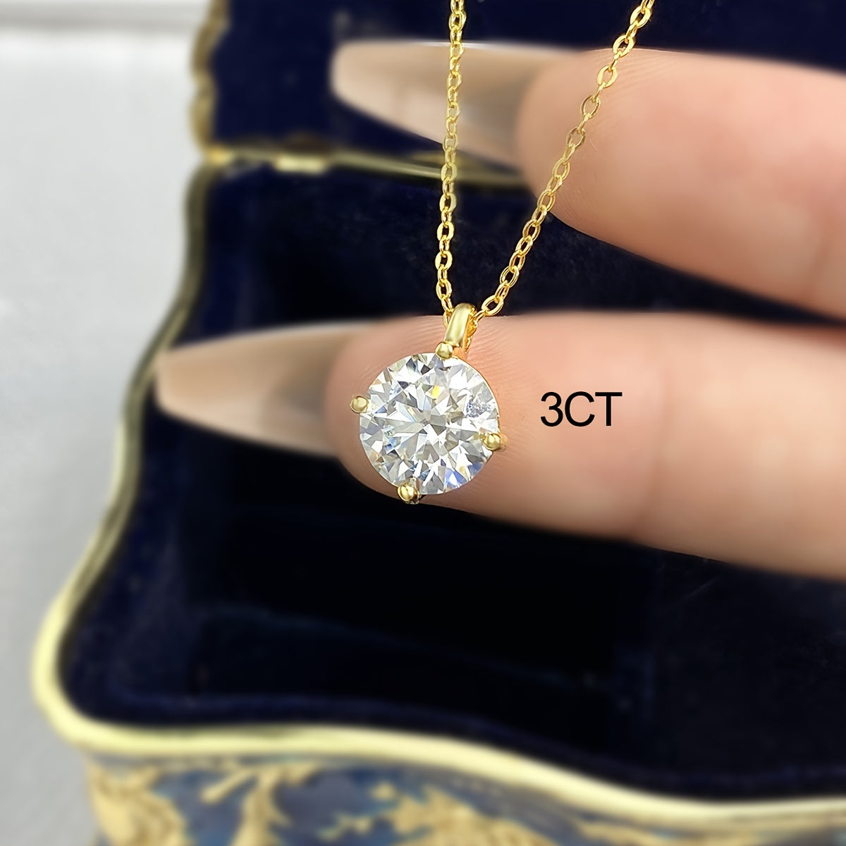 Sterling Silver Diamond Pendant Necklace 1/2/3 Carat Wedding Gift Jewelry