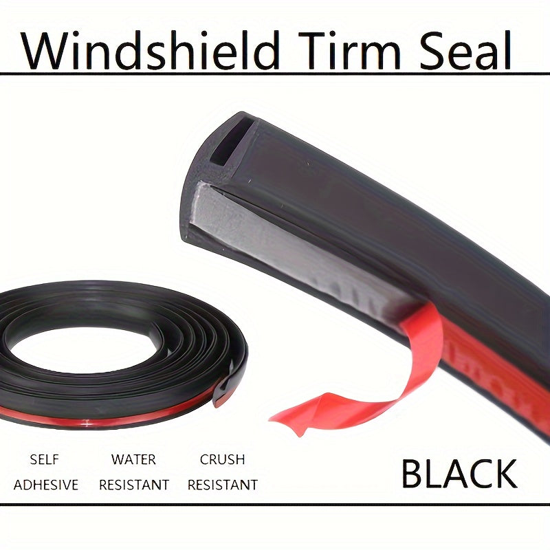 Car Windshield Seal Strip Synthetic Rubber Water-Resistant Adhesive Trim 1.6m