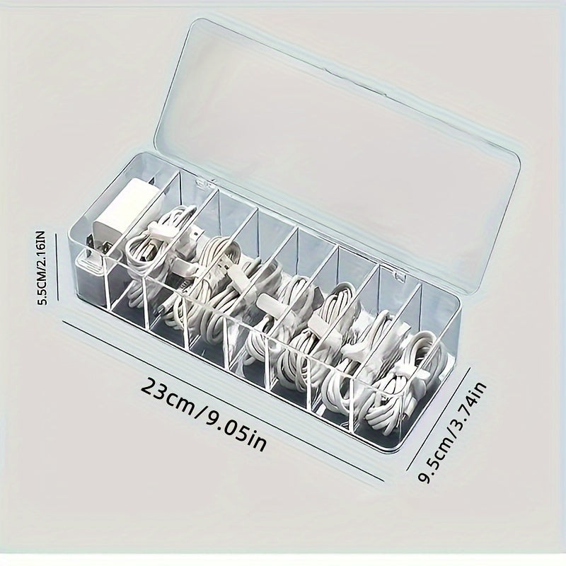 Plastic Desktop Cable Storage Box for Organizing Charging Cables in Bedroom Office Study