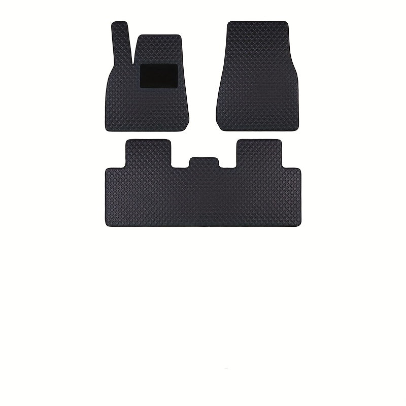 All-Weather Black PU Leather Floor Mats for Tesla Model Y Enhanced Grip