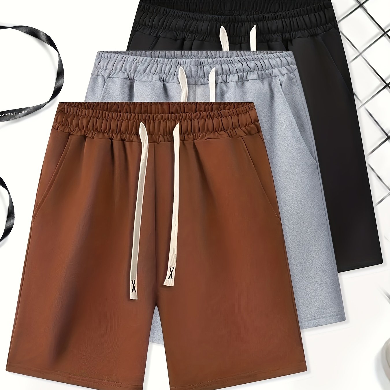 Комплект мужских шорт из плотного полиэстера большого размера для летних активных видов спорта на открытом воздухе