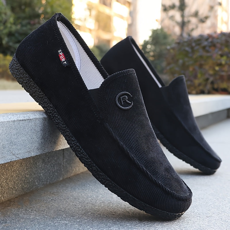 Mocasines beige para hombre de pana con forro de malla transpirable y suela antideslizante para uso exterior y casual