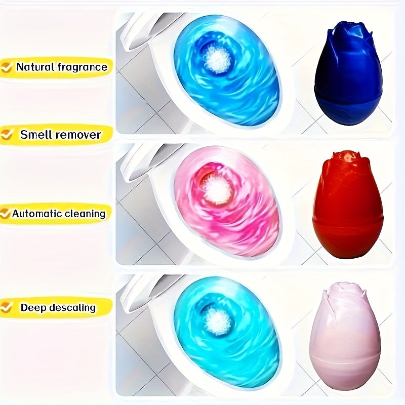 Rose-Shaped Automatic Toilet Cleaner Gel Long-Lasting Residue-Free Household Bathroom Tool