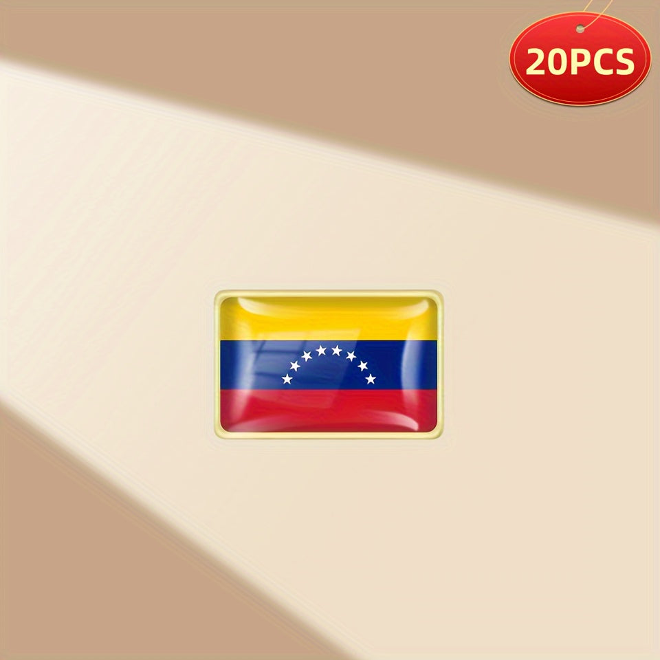 20 ta Vintage uslubidagi Venezuelan bayrog'i belgilari uchun belbog'li badjlar to'plami, kvadrat alloy kolleksiyasi