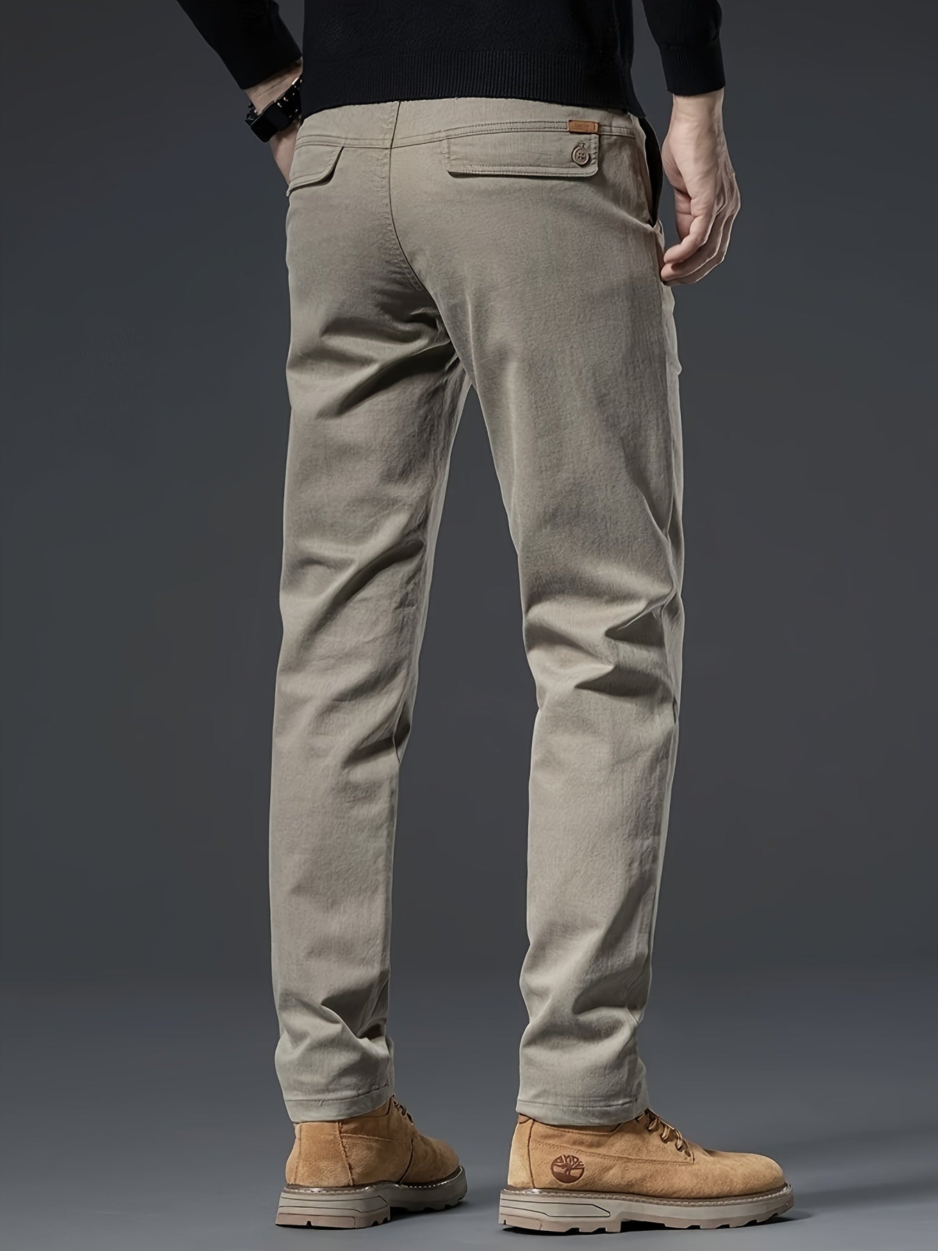 Men's Cotton Blend Straight Leg Pants Fall Winter Business Casual Solid Color